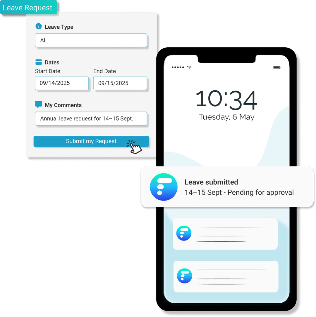 Submit time-off requests via mobile app