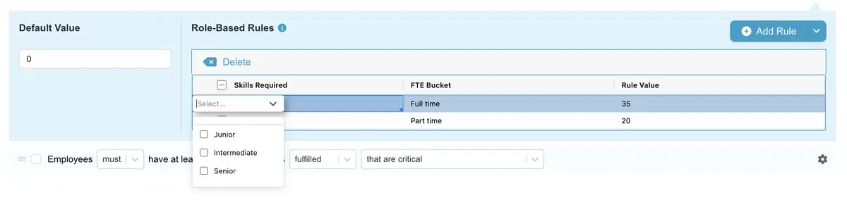 Staff-specific and skill-based rules