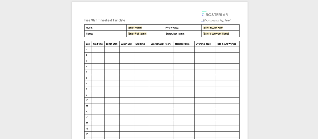 Free Workforce Management Templates - RosterLab | RosterLab