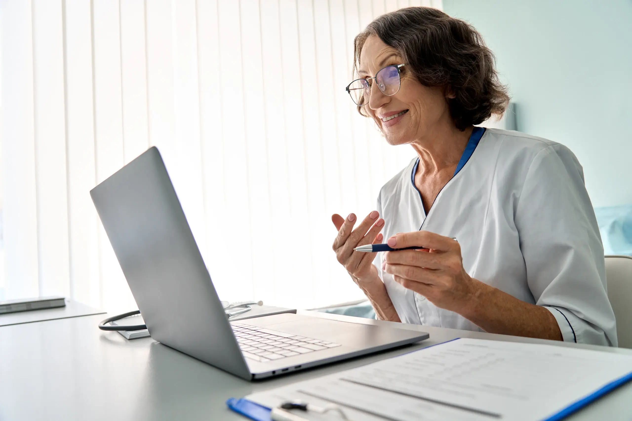 Clinician on a telehealth consultation
