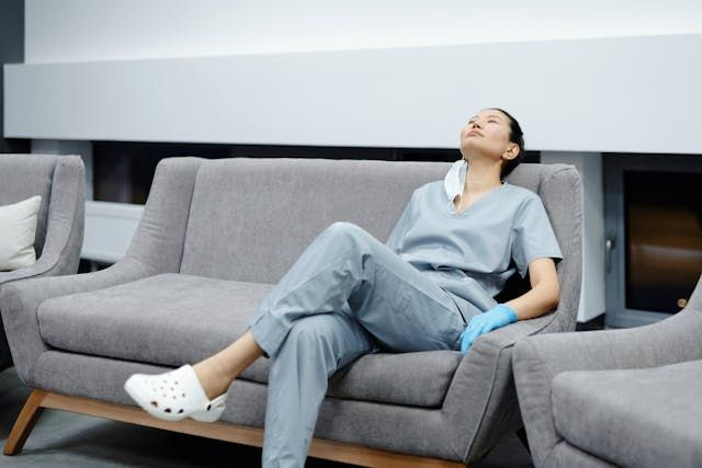 nurse resting during her shift