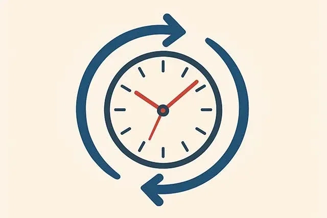 arrows rotating around a clock