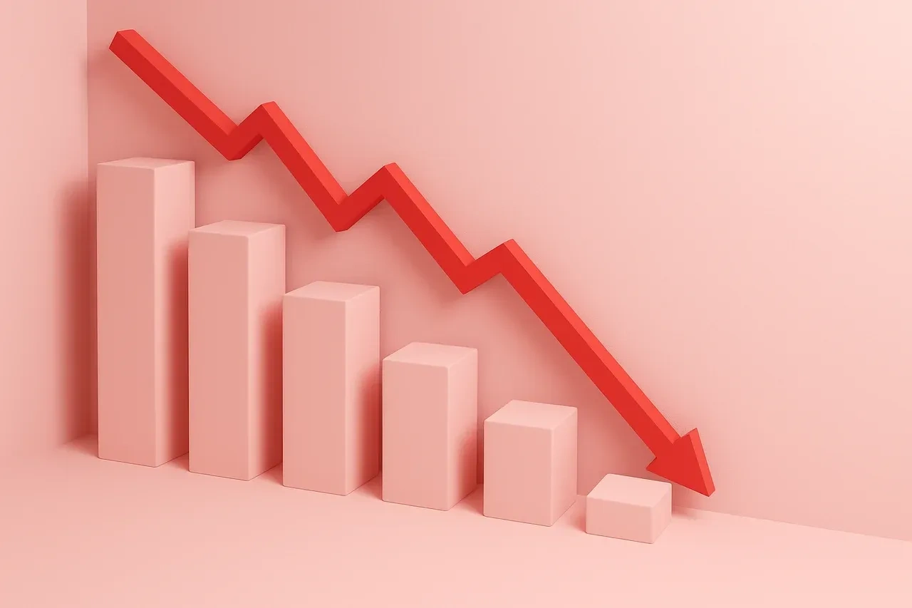 graph decrease red