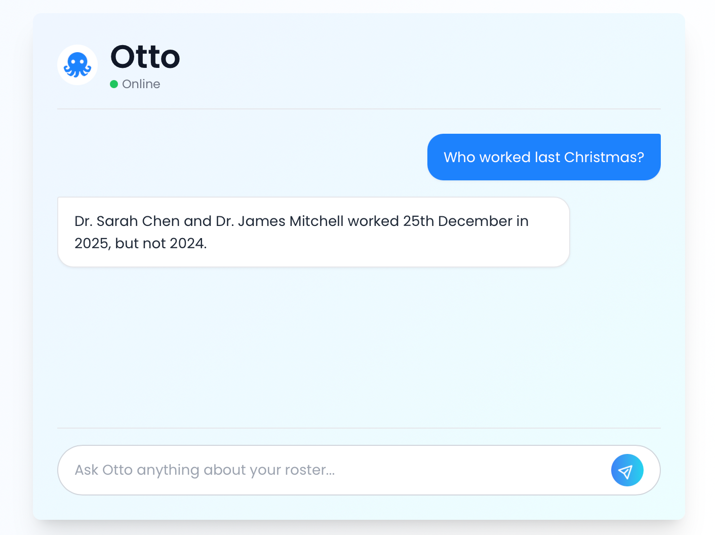 Otto Christmas roster ai prompt