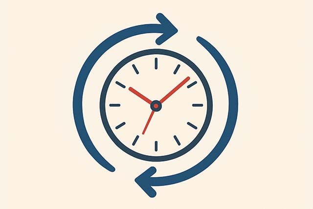 Rotating arrows around a clock
