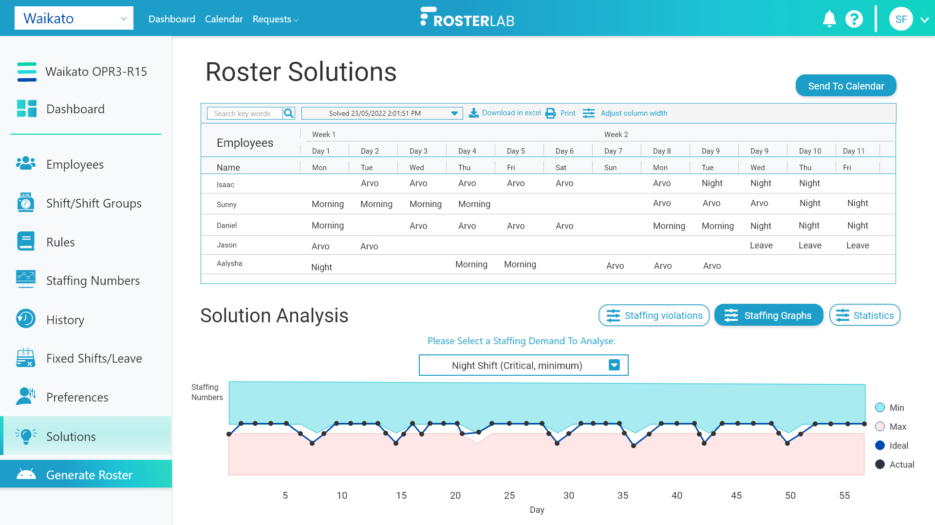 RosterLab app